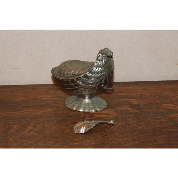 Vintage Corbell and Company Silverplate Peacock Sugar Bowl and Spoon - Picture 6 of 6